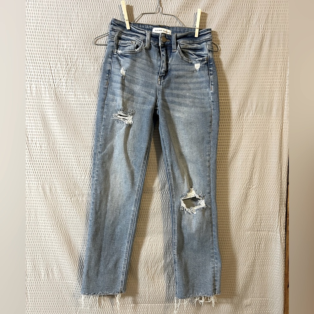 Flying Monkey Juniors Straight Leg Distressed Jeans